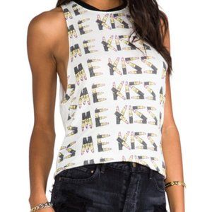 “Kiss Me” Lipstick Ivory Tank Top With Black Trim